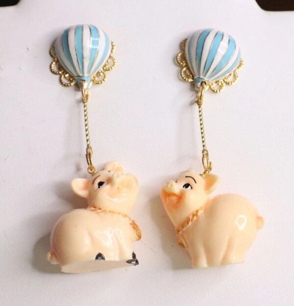 6096 Art Jewelry Adorable Pigs 3D Effect Baloon Statement Earrings - Image 5