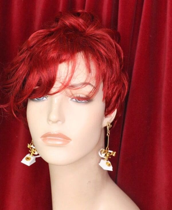SOLD! 6114 Baroque 3 D Effect Telephone Statement Earrings - Image 4