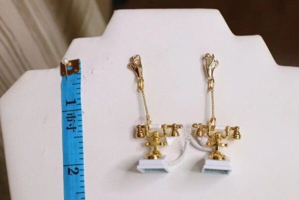 SOLD! 6114 Baroque 3 D Effect Telephone Statement Earrings - Image 7