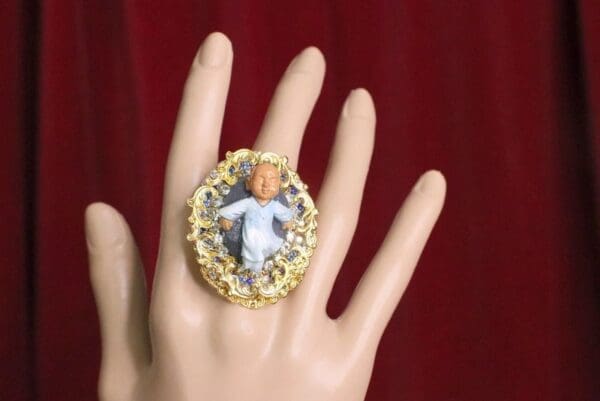 SOLD! 6121 Adorable 3D Effect Little Buddha Cocktail Adjustable Ring - Image 3