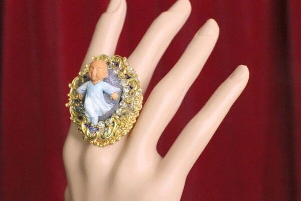 SOLD! 6121 Adorable 3D Effect Little Buddha Cocktail Adjustable Ring - Image 6