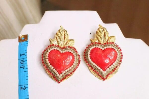 SOLD! 6123 Sacred Heart Lasrge Statement Earrings - Image 2