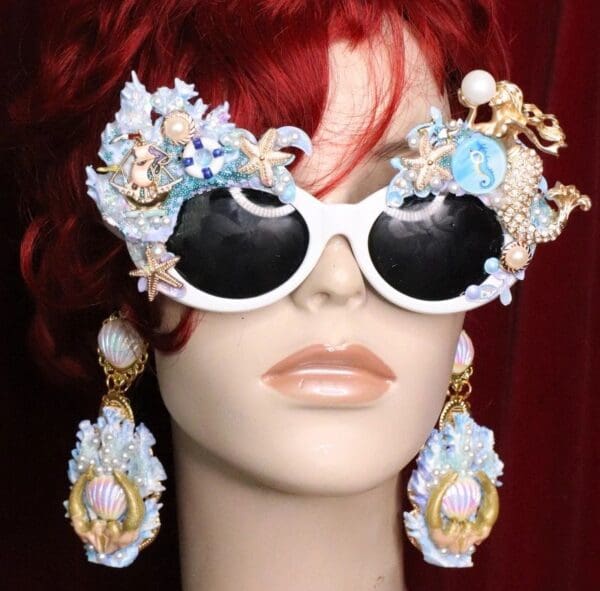 SOLD! 6126 Baroque Mermaid Nautical Coral reef Embellished Sunglasses - Image 2