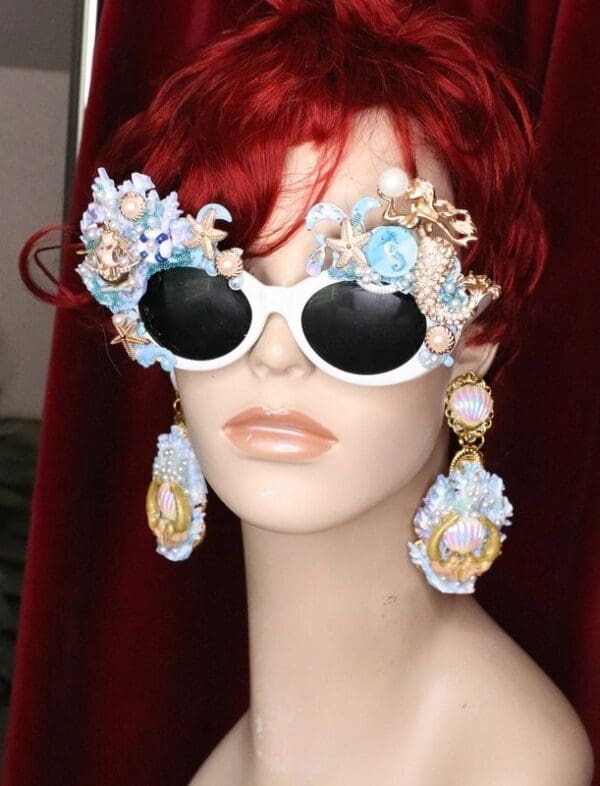 SOLD! 6126 Baroque Mermaid Nautical Coral reef Embellished Sunglasses - Image 3