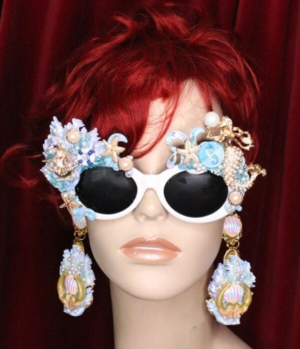 SOLD! 6126 Baroque Mermaid Nautical Coral reef Embellished Sunglasses - Image 4