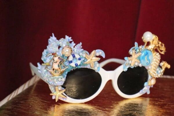 SOLD! 6126 Baroque Mermaid Nautical Coral reef Embellished Sunglasses - Image 7
