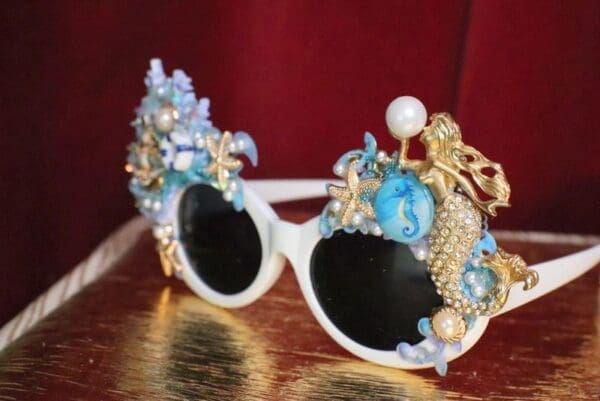 SOLD! 6126 Baroque Mermaid Nautical Coral reef Embellished Sunglasses - Image 8