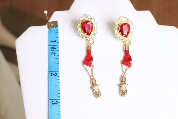 SOLD! 6169 Baroque Runway 2019 Red Hands Studs Earrings - Image 2