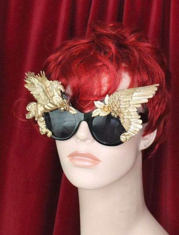 SOLD! 6203 Baroque Gold Winged Pegasus Baroque Sunglasses - Image 5