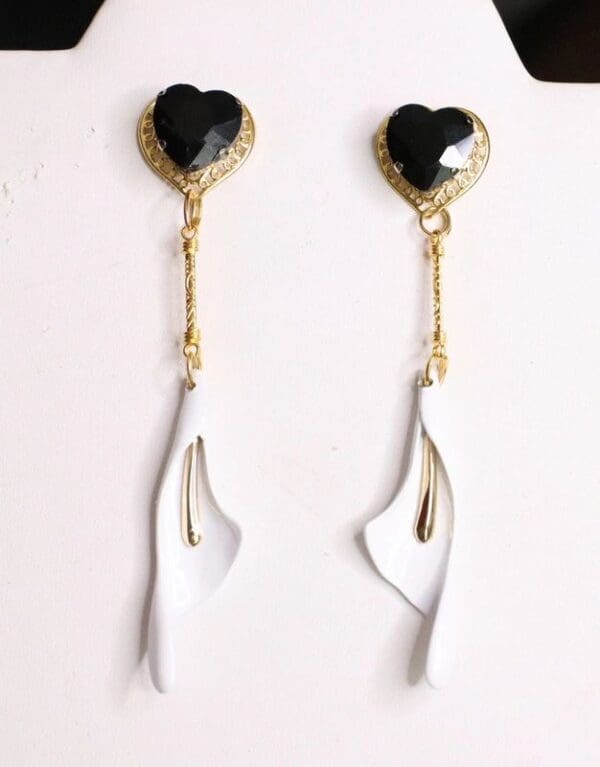 SOLD! 6222 Baroque Runway 2019 Enamel Lily Calla Studs Earrings - Image 7