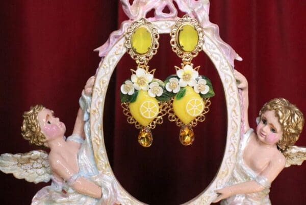 SOLD! 6225 Baroque Sicilian Lemon Fruit Studs Earrings