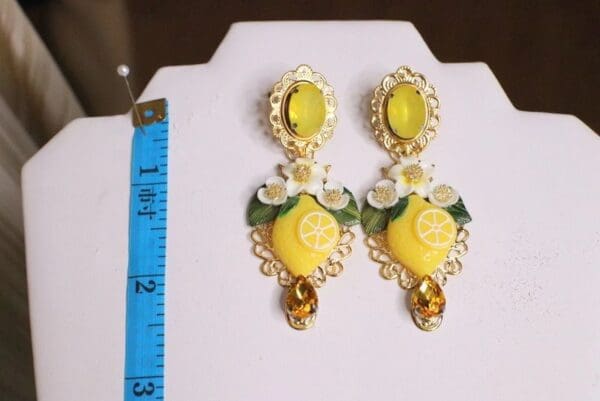 SOLD! 6225 Baroque Sicilian Lemon Fruit Studs Earrings - Image 4