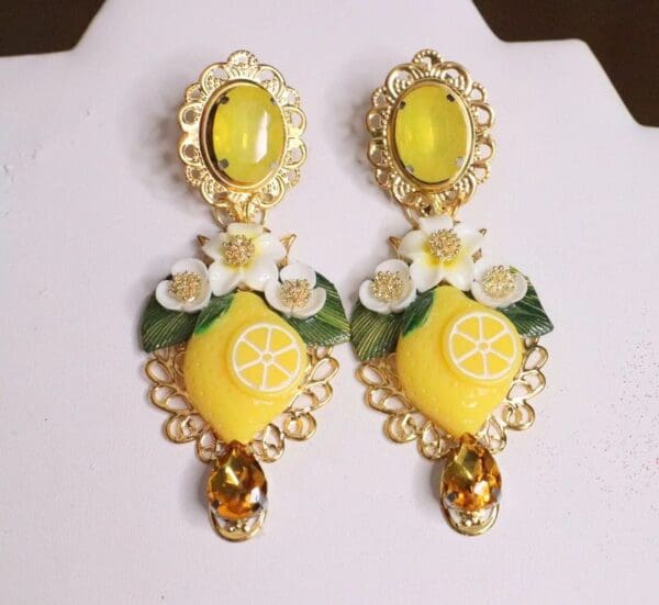 SOLD! 6225 Baroque Sicilian Lemon Fruit Studs Earrings - Image 5