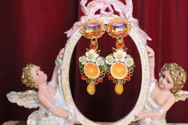 SOLD! 6227 Baroque Sicilian Orange Fruit Studs Earrings - Image 2
