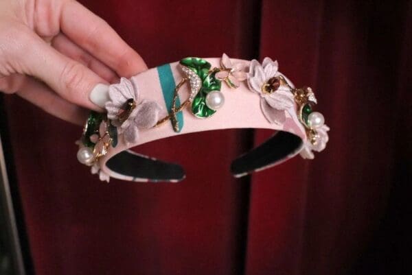 SOLD! 6229 Baroque Runway Elegant Pink Headband - Image 5