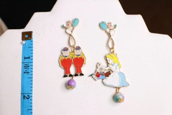 SOLD! 6265 Alice In Wonderland Enamel Studs Earrings - Image 8