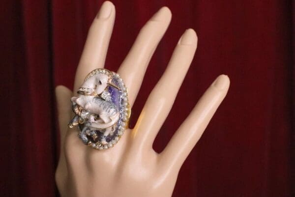 SOLD! 6300 Genuine Huge Sulemani Agate Unicorn Cocktail Adjustable Ring - Image 5