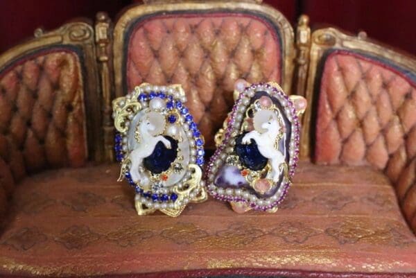 SOLD! 6301 Genuine Huge Mother Of Pearls Unicorn Cocktail Adjustable Ring - Image 3