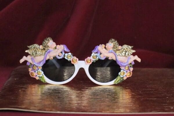 SOLD! 6312 Baroque Pastel Hand Painted Faced Cherubs Angels Embellished Sunglasses - Image 6