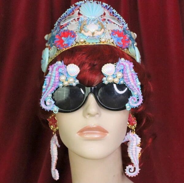 SOLD! 6353 Baroque Faced Seahorses Shell Hand Painted Embellished Sunglasses - Image 7