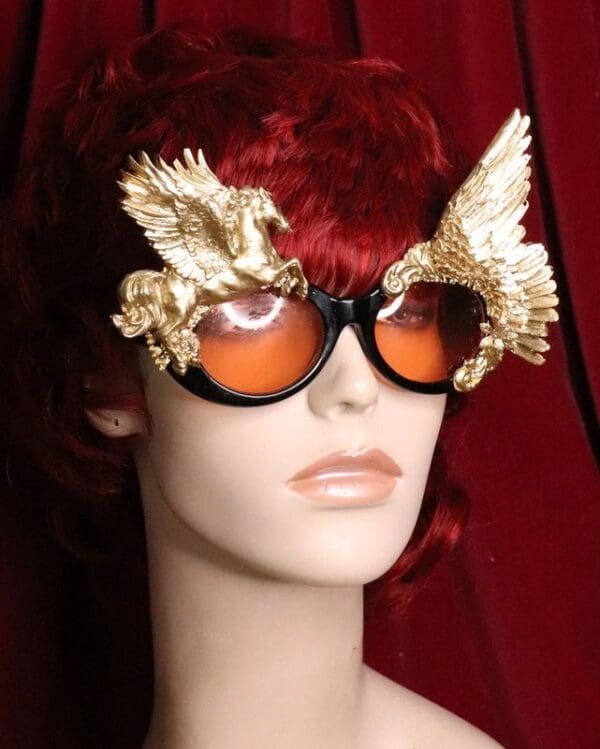 SOLD! 6389 Baroque Gold Pegasus Winged Embellished Sunglasses - Image 3