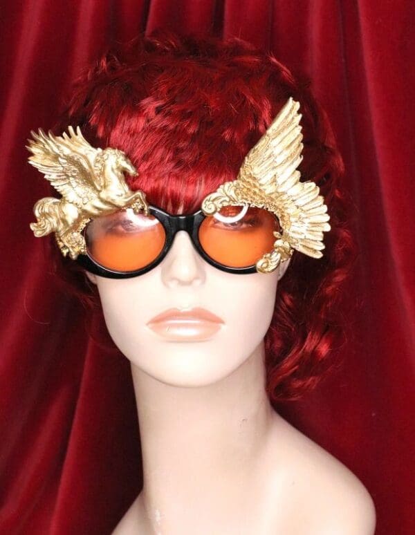 SOLD! 6389 Baroque Gold Pegasus Winged Embellished Sunglasses - Image 4