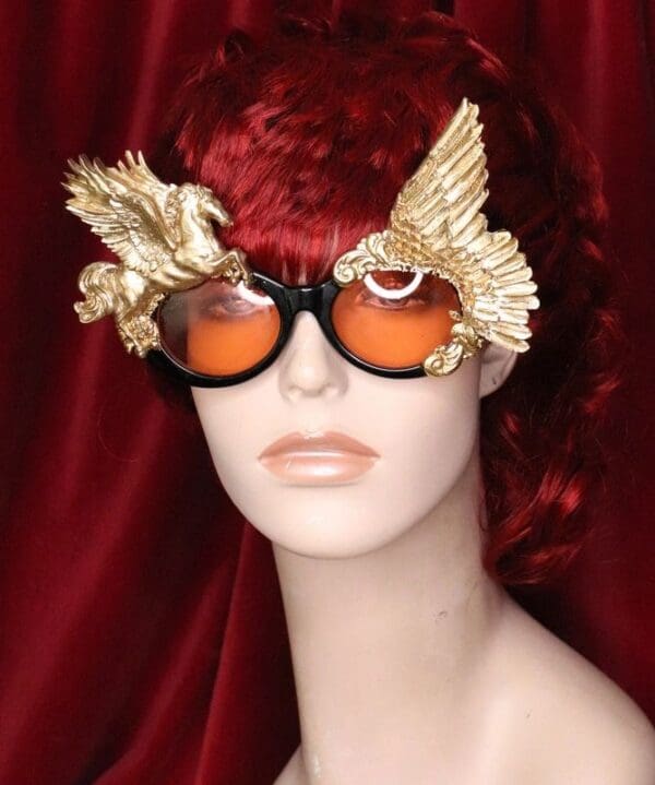 SOLD! 6389 Baroque Gold Pegasus Winged Embellished Sunglasses - Image 5