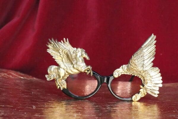 SOLD! 6389 Baroque Gold Pegasus Winged Embellished Sunglasses - Image 8