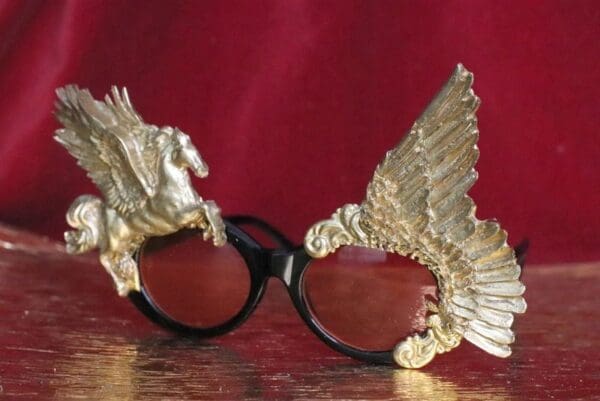 SOLD! 6389 Baroque Gold Pegasus Winged Embellished Sunglasses - Image 9