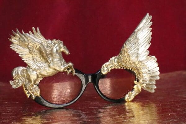 SOLD! 6389 Baroque Gold Pegasus Winged Embellished Sunglasses - Image 2