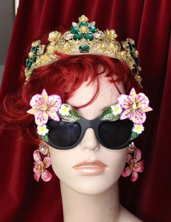 SOLD! 6390 Baroque Hawaii Plumeria Orchid Embellished Sunglasses