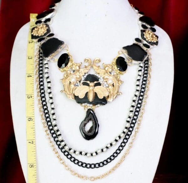 SOLD! 6408 Genuine Solar Quartz Agate Baroque Bee Dragon Pearl Necklace - Image 3