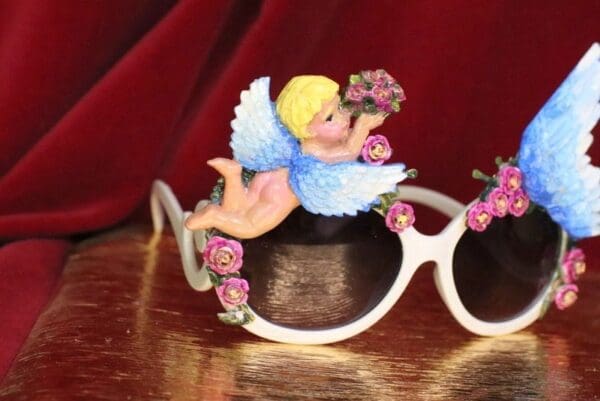 SOLD! 6411 Baroque Bright Summery Cherub Angel Winged Embellished Sunglasses - Image 2