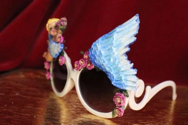 SOLD! 6411 Baroque Bright Summery Cherub Angel Winged Embellished Sunglasses - Image 3