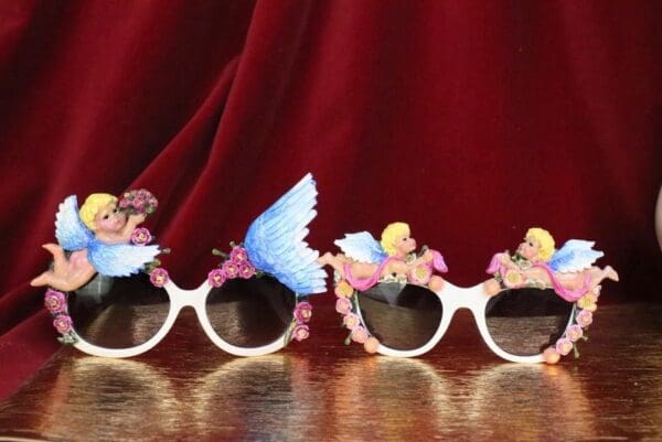SOLD! 6411 Baroque Bright Summery Cherub Angel Winged Embellished Sunglasses - Image 4