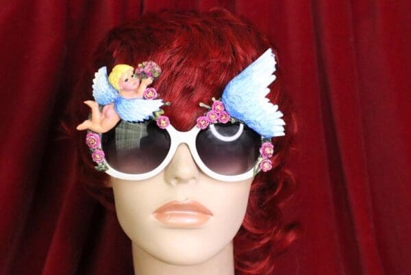 SOLD! 6411 Baroque Bright Summery Cherub Angel Winged Embellished Sunglasses - Image 7