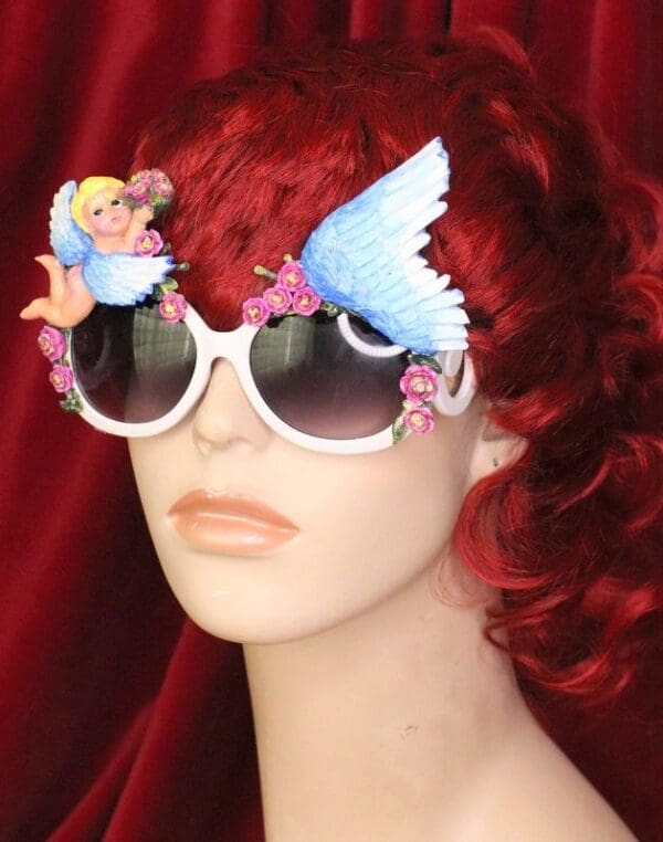 SOLD! 6411 Baroque Bright Summery Cherub Angel Winged Embellished Sunglasses - Image 8