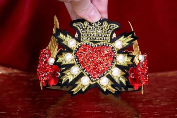 SOLD! 6414 Baroque Art Jewelry Sacred Heart Aplliques Fancy Headband - Image 4