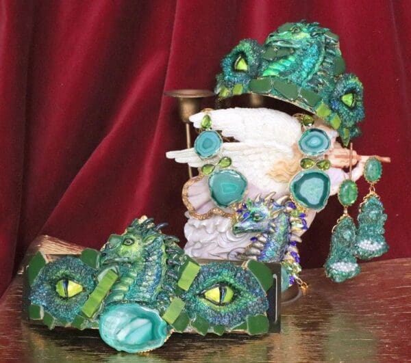 SOLD! 6449 Baroque Hand Painted Dragon's Eyes Unusual Medieval Crown - Image 2