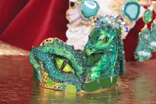 SOLD! 6449 Baroque Hand Painted Dragon's Eyes Unusual Medieval Crown - Image 3