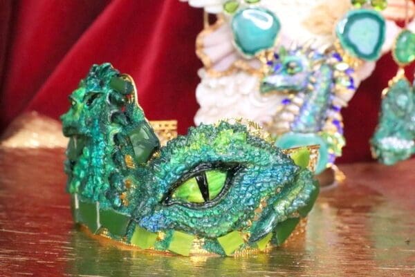 SOLD! 6449 Baroque Hand Painted Dragon's Eyes Unusual Medieval Crown - Image 4