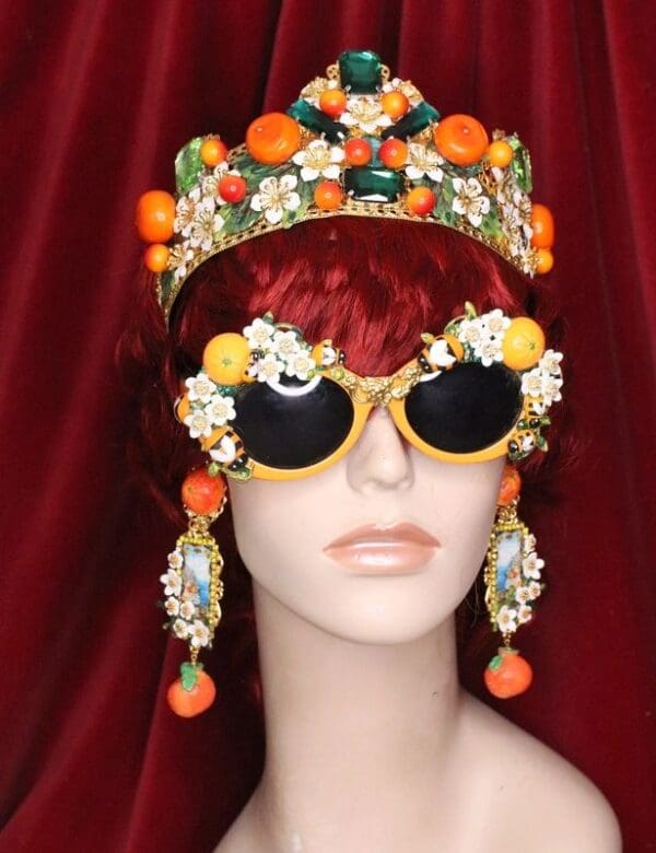 SOLD! 6490 Baroque Palermo Orange Fruit Cameo Massive Studs Earrings - Image 6
