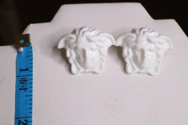 SOLD! 6491 Baroque White Architect Head Studs Earrings - Image 6