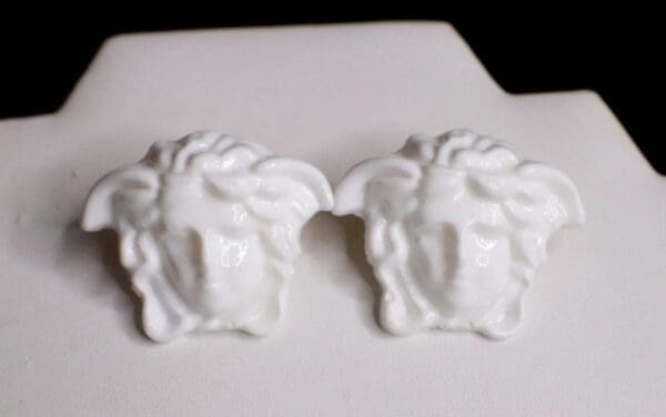 SOLD! 6491 Baroque White Architect Head Studs Earrings - Image 7