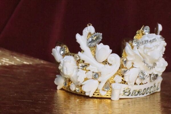 SOLD! 6320 Barocchi White Chubby Cherubs Rhinestones Crown - Image 5