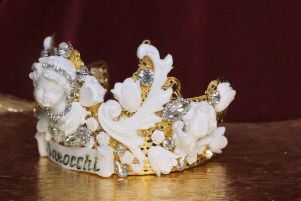 SOLD! 6320 Barocchi White Chubby Cherubs Rhinestones Crown - Image 6