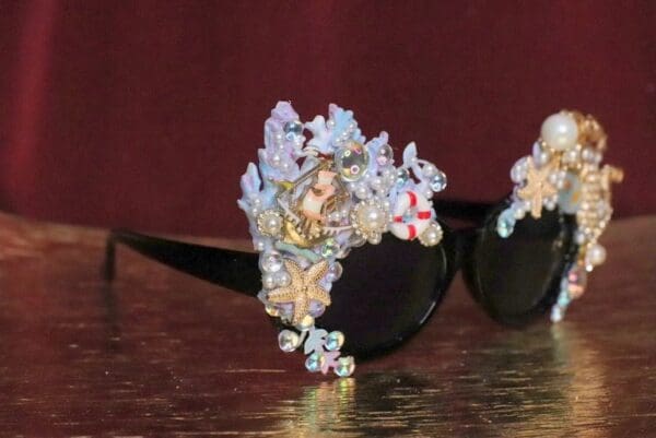 SOLD! 6524 Baroque Mermaid Nautical Coral reef Embellished Sunglasses - Image 2