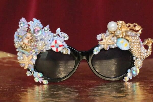 SOLD! 6524 Baroque Mermaid Nautical Coral reef Embellished Sunglasses