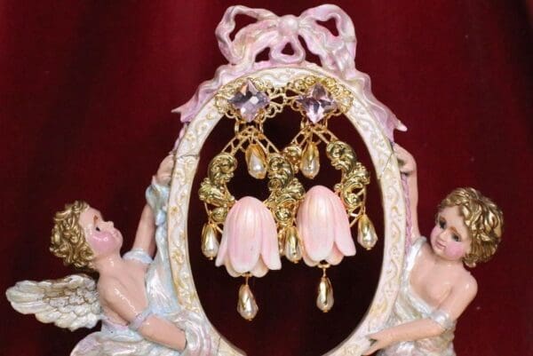 SOLD! 6526 Baroque Magnolia Gold Embellished Massive Studs Earrings - Image 9