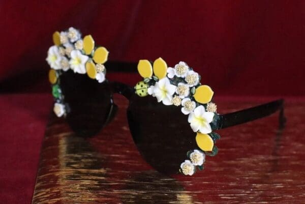 SOLD! 6565 Baroque Sicilian Lemon Fruit Green Length Embellished Sunglasses - Image 4
